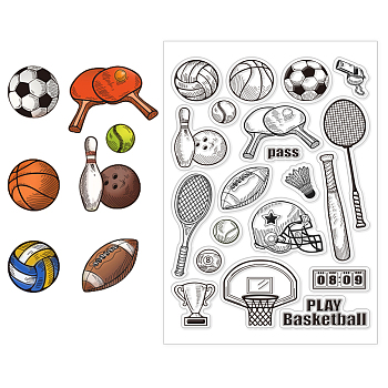 Custom PVC Plastic Clear Stamps, for DIY Scrapbooking, Photo Album Decorative, Cards Making, Sports, 160x110x3mm