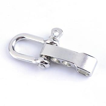 Alloy D-Ring Anchor Shackle Clasps, Cadmium Free & Lead Free, Platinum, 41.5~55x27~30x7.5mm, Hole: 5x7mm
