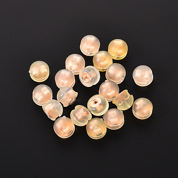 316 Surgical Stainless Steel Ear Nuts, with TPE Plastic  Findings, Earring Backs, Half Round/Dome, Rose Gold, 4.5x5mm