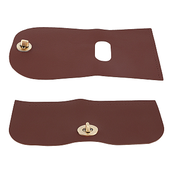 2Pcs 2 Style Alloy Twist Hasp, with PU Leather, Bag Replacement Accessories, Coconut Brown, 23.2x10.1x0.18cm, 1pc/style