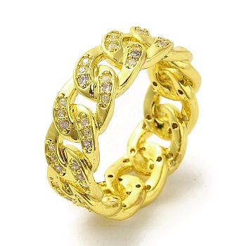 Brass Micro Pave Cubic Zirconia Rings for Women, Long-Lasting Plated, Golden, 8mm, Inner Diameter: 20.5mm
