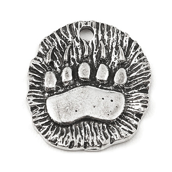 Alloy Pendants, Flat Round, Personality Accessories, Paw Print, 20.5x18x1.5mm, Hole: 2mm
