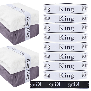 8 Strands Polyester Elastic Bands, Sheet Keeper Closet Organization, Word King, Black & White, 650x41x1.5mm