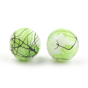 Drawbench & Baking Painted Glass Beads Strands, Round, Lawn Green, 6mm, Hole: 1mm, about 130pcs/strand, 31.4 inch