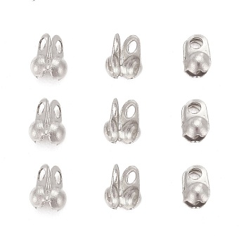 304 Stainless Steel Bead Tips, Calotte Ends, Clamshell Knot Cover, Stainless Steel Color, 4x2mm, Hole: 1mm, Inner Diameter: 1.5mm
