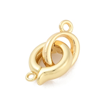 Rack Plating Brass Fold Over Clasps, Long-Lasting Plated, Lead Free & Cadmium Free, Real 18K Gold Plated, 23mm, Hole: 1.2mm