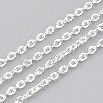 3.28 Feet 304 Stainless Steel Cable Chains, Soldered, Flat Oval, Silver, 2x1.5x0.4mm