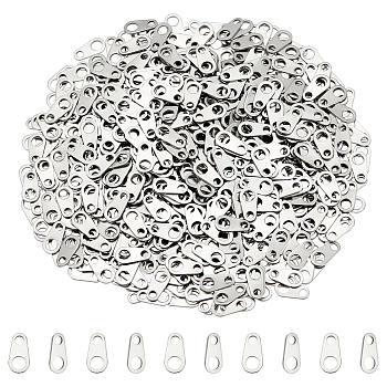 1000Pcs 316 Surgical Stainless Steel Chain Tabs, Chain Extender Connectors, Oval, Stainless Steel Color, 6x3mm