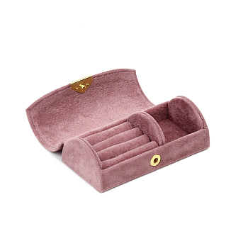 Arch Velvet Jewelry Storage Boxes, Portable Travel Case with Snap Clasp, for Ring Earring Holder, Gift for Women, Pale Violet Red, 5.6x10.2x3.5cm