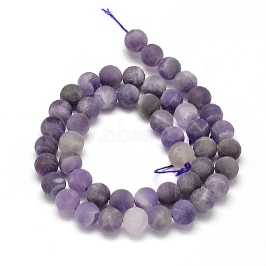 Frosted Natural Amethyst Round Bead Strands(G-L357-8mm-07)-2