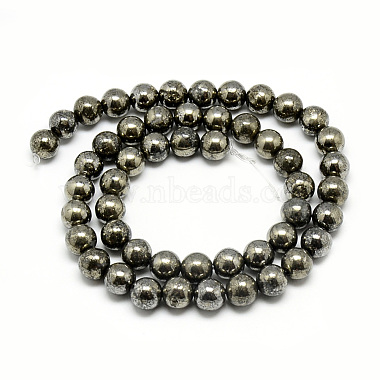 Chapelets de perles de pyrite naturelle (G-S265-03-8mm)-3