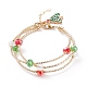 Bracelet multi-rangs en perles de verre et tube de laiton bling(BJEW-TA00108)-1