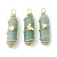 3Pcs 3 Styles Natural Green Aventurine Copper Wire Wrapped Pointed Pendants(PALLOY-JF02460-04)-1