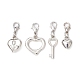 Valentine's Day Heart & Key CCB Plastic Pendants Decorations(HJEW-JM01445)-1