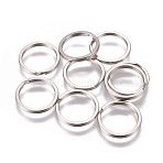 Tarnish Resistant 304 Stainless Steel Split Key Rings, Keychain Clasp Findings, Stainless Steel Color, 28x2.5mm, Wire: 2mm(STAS-I107-24P-2x28)