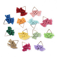 Polycotton(Polyester Cotton) Tassel Big Pendants Decorations, with Golden Plated Alloy Findings, Mixed Color, 30~40mm, Hole: 1mm(FIND-R091-04)