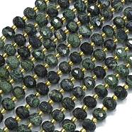 Natural Kambaba Jasper Beads Strands, with Seed Beads, Faceted, Lantern, 8~8.5x6.5~7mm, Hole: 0.6mm, about 44pcs/strand, 15.16 inch(38.5cm)(G-K389-E13-01)