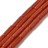 Synthetic Coral Beads Strands, Column, 13.5~14x4~4.5mm, Hole: 1.2mm, about 28pcs/strand, 15.16''(38.5cm)(G-D464-42)