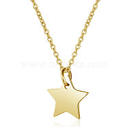 201 Stainless Steel Pendants Necklaces, with Cable Chains, Star, Golden, 16.3 inch(40cm), 1mm(NJEW-S069-TN138-2)