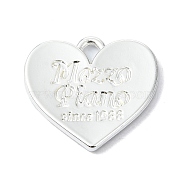 Rack Plating Alloy Pendants, Heart, Silver, 21x22x2mm, Hole: 4x3mm(FIND-M014-15A-S)