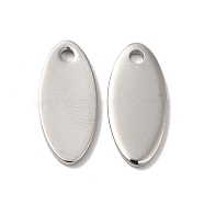 304 Stainless Steel Pendant, Oval Charm, Stainless Steel Color, 20x9x1.5mm, Hole: 1.8mm(STAS-H212-40P)