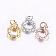Long-Lasting Plated Brass Micro Pave Cubic Zirconia Charms, Ring, Mixed Color, 9.5x2mm, Hole: 3mm(ZIRC-F069-35)