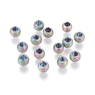 Ion Plating(IP) 304 Stainless Steel Textured Spacer Beads, Round, Rainbow Color, 3x2mm, Hole: 1.5mm(STAS-P108-04M-A)