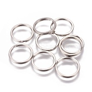 304 Stainless Steel Split Key Rings, Keychain Clasp Findings, Stainless Steel Color, 28x2.7mm, 23mm inner measure(STAS-I107-24P-2x28)