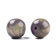 Resin Beads, Imitation Gemstone, Round, Flamingo, 12x11.5mm, Hole: 1.5~3mm(RESI-N034-01-M08)