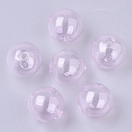Handmade Blown Glass Beads, Round, Pink, 16x16mm, Hole: 1~2mm(X-BLOW-T001-32B-07)