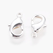 Brass Lobster Claw Clasps, Nickel Free, 925 Sterling Silver Plated, 12x7x2.5mm, Hole: 1mm(KK-S314-42S)