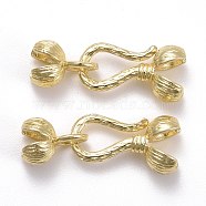 Locking Double Brass Bead Tips, Calotte Ends with Loops, Clamshell Knot Covers, Light Gold, 13.5x7mm, Inner Diameter: 5mm, 8x6x5.5mm, Inner Diameter: 4mm(KK-Z018-14LG)