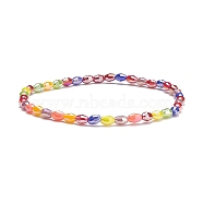 Sparkling Glass Beaded Stretch Bracelet for Women, Colorful, Inner Diameter: 2-3/8 inch(5.9cm)(BJEW-JB07664-01)