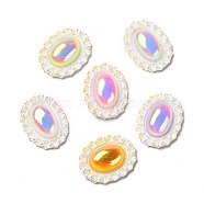 Opaque Resin Cabochons, AB Color Plated, Oval, Mixed Color, 32x12.5x8mm(CRES-M014-18)