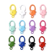 Spray Painted Alloy Lobster Claw Clasps, Flower, Mixed Color, 36.5x18x6.5mm, Hole: 3.5mm, inner diameter: 13x10mm(PALLOY-K257-08)
