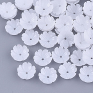 Opaque Resin Bead Caps, 5-Petal, Flower, White, 9.5x10x3.5mm, Hole: 1.4mm(X-RESI-T040-031A)
