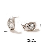 Elegant Diamond Inlaid Geometric Design Fashion Earrings for Women, Platinum, 13x8mm(XH3326-1)