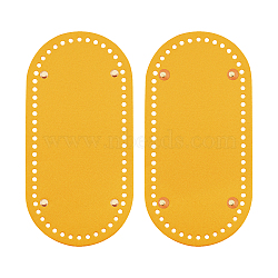 PU Leather Oval Bag Bottom, for Knitting Bag, Women Bags Handmade DIY Accessories, Goldenrod, 252x122x9.5mm, Hole: 4.5mm(FIND-PH0016-002F)