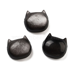 Natural Golden Sheen Obsidian Beads, Cat Head Shape, 14~16.5x13~15.5x7.5~10mm, Hole: 1.2~1.6mm(G-H007-03D)