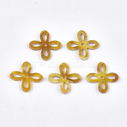 Cellulose Acetate(Resin) Pendants, Flower, Goldenrod, 27.5x27x2.5~3mm, Hole: 1.2mm(KY-T008-13D)