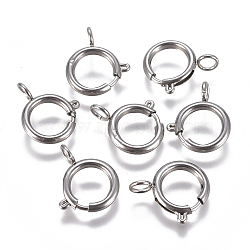 304 Stainless Steel Spring Ring Clasps, Stainless Steel Color, 12x2~2.5mm, Hole: 3.5mm(STAS-F224-02P-D)