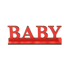 Natural Wood Display Holder Sets, Word BABY, Red, 70.5x200x4.5mm(WOOD-I005-05)