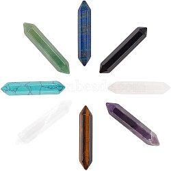 Gemstone No Hole Healing Stones, Reiki Energy Balancing Meditation Therapy Wand, Faceted, Double Terminated Points, 51~55x10.5~11x9.5~10mm, 7pcs/set(G-NB0001-32)