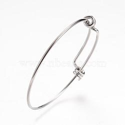Adjustable 201 Stainless Steel Expandable Bangle Making, Stainless Steel Color, 2-3/8 inch(60mm)(STAS-T011-09)