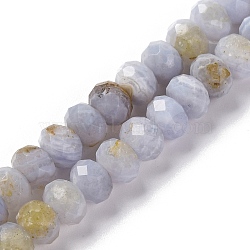 Natural Blue Lace Agate Beads Strands, Faceted, Rondelle, 7.5~8x5.5~6mm, Hole: 1mm, about 69pcs/strand, 15.16 inch(38.5cm)(G-K380-A33-04)