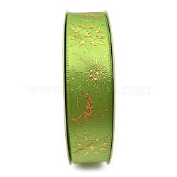 48 Yards Gold Stamping Polyester Ribbon, Moon Sun Printed Ribbon for Gift Wrapping, Party Decorations, Green Yellow, 1 inch(25mm)(PW-WG89681-06)