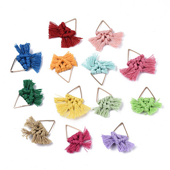Polycotton(Polyester Cotton) Tassel Big Pendants Decorations, with Golden Plated Alloy Findings, Mixed Color, 30~40mm, Hole: 1mm