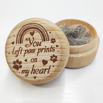 Beech Wooden Engraved My First Curl Box, for Baby Shower Birthday Party, Rainbow, 5x3.6cm