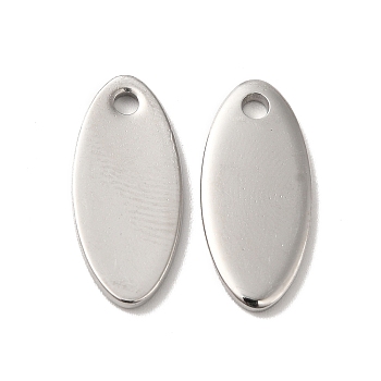 Non-Tarnish 304 Stainless Steel Pendant, Oval Charm, Stainless Steel Color, 20x9x1.5mm, Hole: 1.8mm