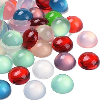 Translucent Resin Cabochons, Half Round/Dome, Mixed Color, 12x5.5mm